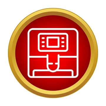 Coffee machine icon red gold circle design vector Illustrazione stock