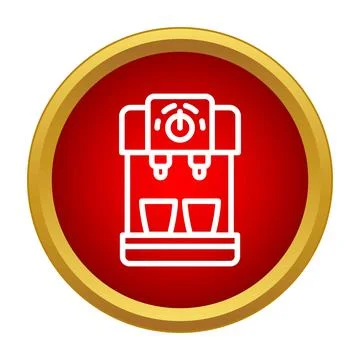 Coffee machine icon red gold circle design Stock Illustration
