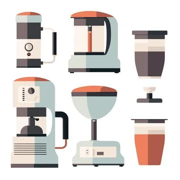 Coffee machine icon set. Flat illustration of coffee machine vector icons for we Stock Illustration