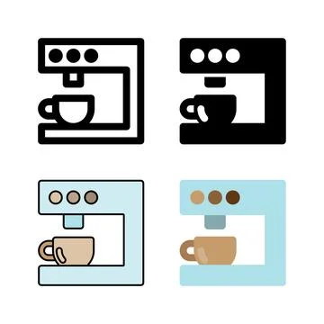 A coffee machine icon set, versatile for representing coffee shops, cafes, .. Stock Illustration