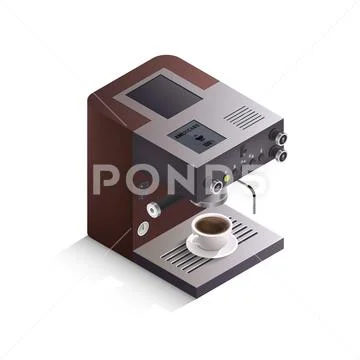 Coffee Machine Isometric Illustration Stock Illustration