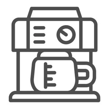 Coffee machine with kettle line icon, Coffee time concept, kitchen appliances Stock Illustration