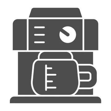 Coffee machine with kettle solid icon, Coffee time concept, kitchen appliances Stock Illustration