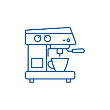 Coffee machine line icon concept. Coffee machine flat vector symbol, sign Stock Illustration
