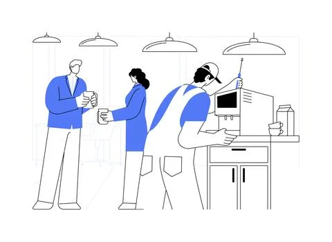 Coffee machine maintenance abstract concept vector illustration. イラスト素材