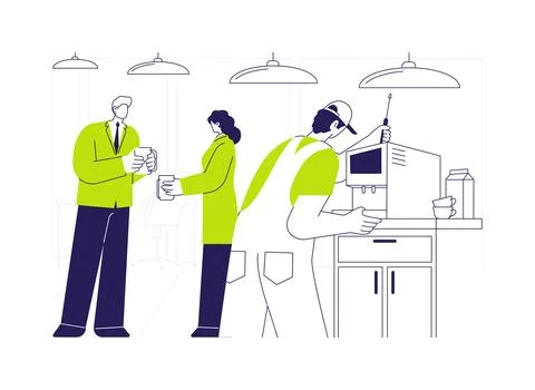 Coffee machine maintenance abstract concept vector illustration. Illustrazione stock