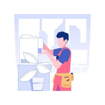Coffee machine maintenance isolated concept vector illustration. Stock Illustration