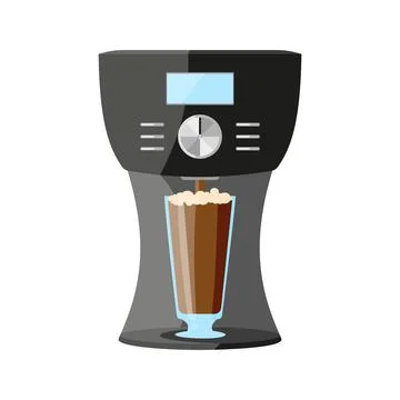 Coffee machine maker glass cup latte black flat Stock Illustration