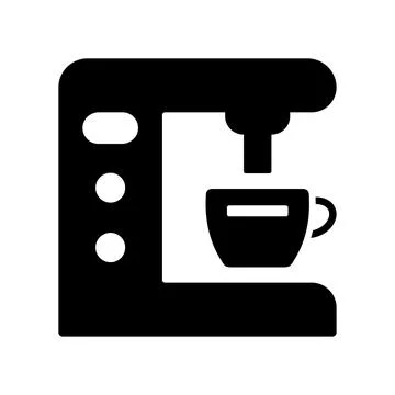 Coffee, machine, maker icon. Black vector graphics. Stock Illustration