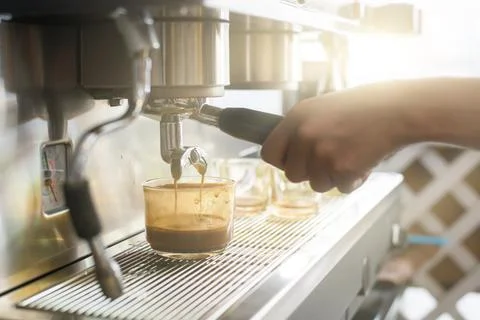 Coffee machine makes coffee Stock Photos