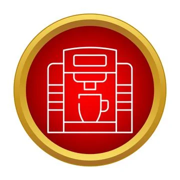 Coffee machine making beverage in gold circle icon Stock Illustration