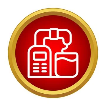 Coffee machine making beverage in red circle icon Stock Illustration