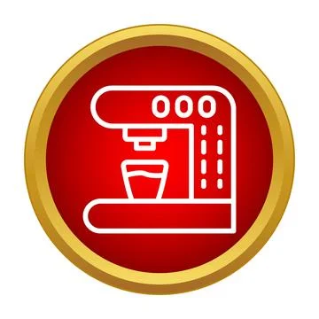 Coffee machine making beverage, simple line icon Stock Illustration