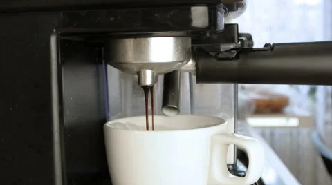 Coffee machine Making Cappuccino in cup Stock Footage 51723699