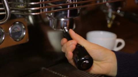 Coffee machine making cappuccino espresso coffee Stock Footage 85782269