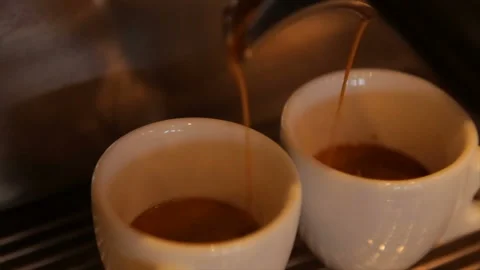 Coffee machine making cappuccino espresso coffee 库存影片 85818518