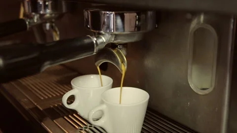 Coffee machine making cappuccino espresso coffee Stock Footage 87245553