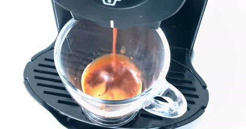 Coffee machine making cappuccino espresso coffee, relax time Stock Footage 142524428