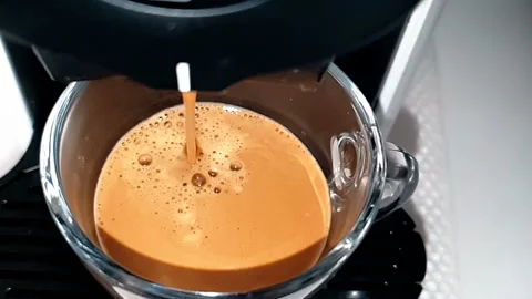 Coffee machine making cappuccino espresso coffee, relax time Video stock 169583898