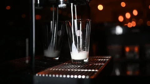 Coffee machine making cappuccino in transparent glass Stock Footage 266418272