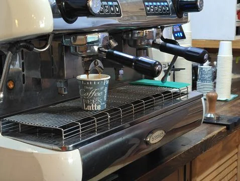 Coffee machine making coffee Stock Photos