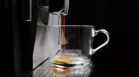 Coffee Machine Making Espresso into a Transparent Cap Stock Footage 53369093