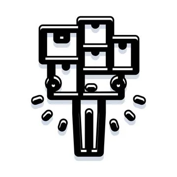 Coffee machine making fresh beverage dropping beans Stock Illustration