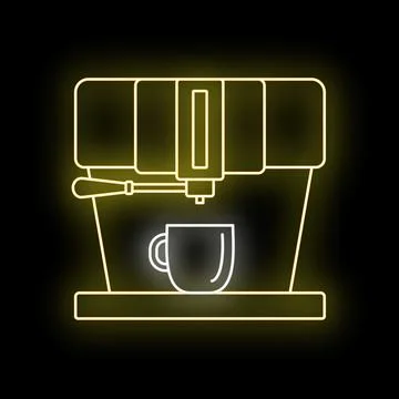 Coffee machine making fresh espresso with neon glow Stock Illustration