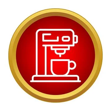 Coffee machine making fresh espresso with cup icon Stock Illustration