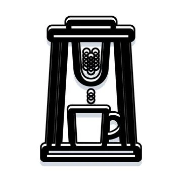 Coffee machine making hot beverage for morning routine Stock Illustration