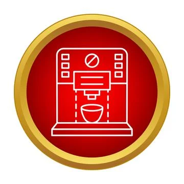 Coffee machine making hot espresso beverage outline icon Stock Illustration