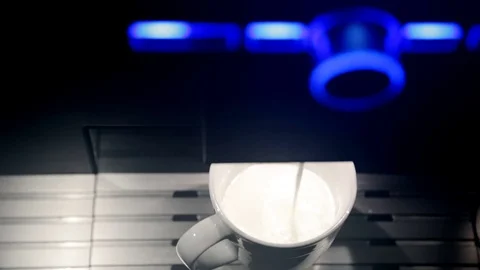 Coffee Machine Making Latte Macchiato. Top View. Stock Footage 71321635