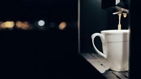 Coffee Machine Making Latte Macchiato. Side View. Stock Footage 73094594