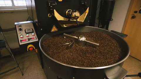 Coffee machine mixes coffee beans. Close-up Stock Footage 58957476