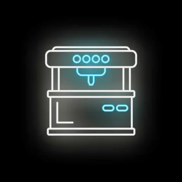 Coffee machine neon glow icon for cafe Stock Illustration