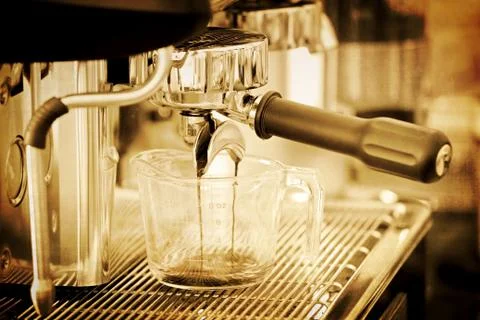 Coffee machine in old style processed Stock Photos