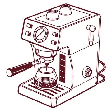Coffee Machine Outline Vector Icon for Kitchen and Cafe Illustrazione stock