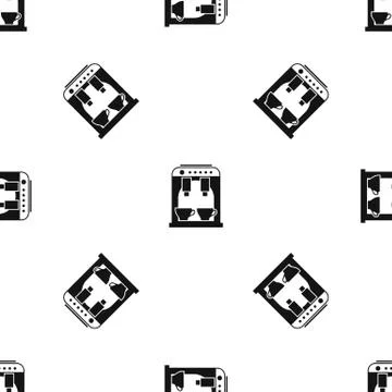 Coffee machine pattern seamless black Stock Illustration