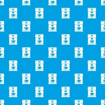 Coffee machine pattern vector seamless blue イラスト素材