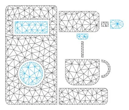 Coffee Machine Polygonal Frame Vector Mesh Illustration Stock Illustration