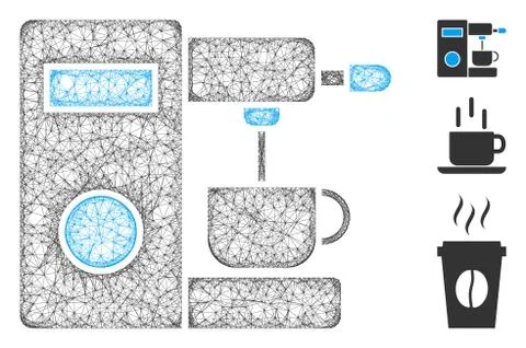 Coffee Machine Polygonal Web Vector Mesh Illustration Stock Illustration