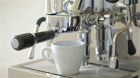 Coffee machine. Preparation espresso. Stock Footage 75945572