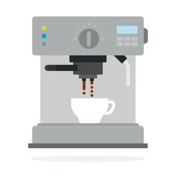 Coffee machine prepares coffee vector flat isolated Stock Illustration