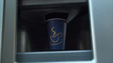 Coffee Machine Preparing Coffee In A Paper Cup, Vending, Detail, Close Up Stock-Footage 42644080