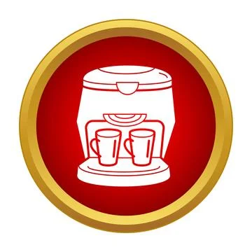 Coffee machine preparing two cups of hot espresso drink icon Stock Illustration