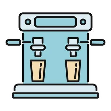 Coffee machine preparing two cups of hot beverage Stock Illustration