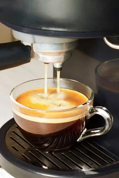 Coffee machine, process of making coffee in coffe machine Stock Photos