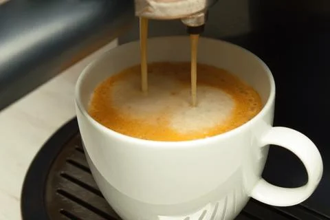 Coffee machine, process of making coffee in coffe machine Stock Photos