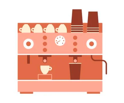 Coffee machine. Professional machine for preparing freshly brewed coffee. Coffee Stock Illustration
