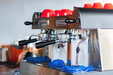 A coffee machine that is ready to use Stock Photos